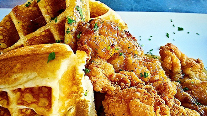 Chicken and waffles from Arcade Midtown Kitchen