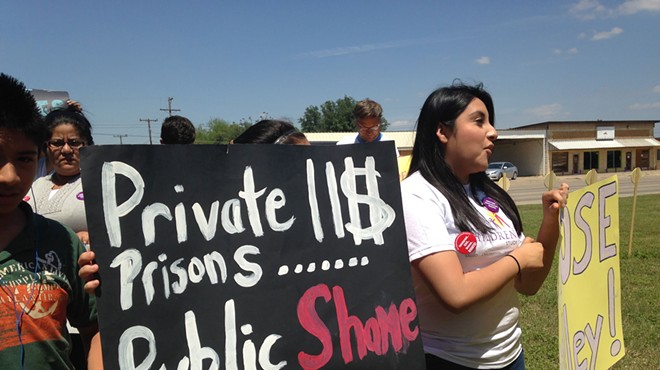 A protest against immigrant detention was held in Dilley, Texas, on Saturday.