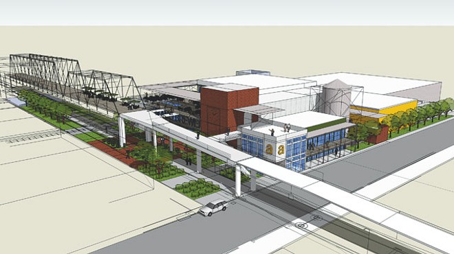 An artist’s rendering of proposed Alamo Brewery off the Hays St. bridge.
