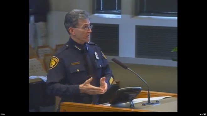 San Antonio Police Department Chief William McManus speaks to City Council  on November 6 about banning talking on the cellphone while driving. City Council unanimously approved amending San Antonio's distracted driving ordinance to limit hand-held cellphone use.