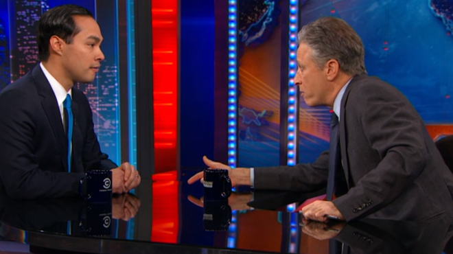 Secretary of Housing and Urban Development Julián Castro chat with John Stewart, host of The Daily Show.
