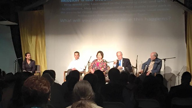 The Esperanza Peace & Justice Center held an intriguing mayoral forum concerning gentrification today. Candidates Mike Villarreal, Leticia Van de Putte, Tommy Adkisson and Rhett Smith attended.