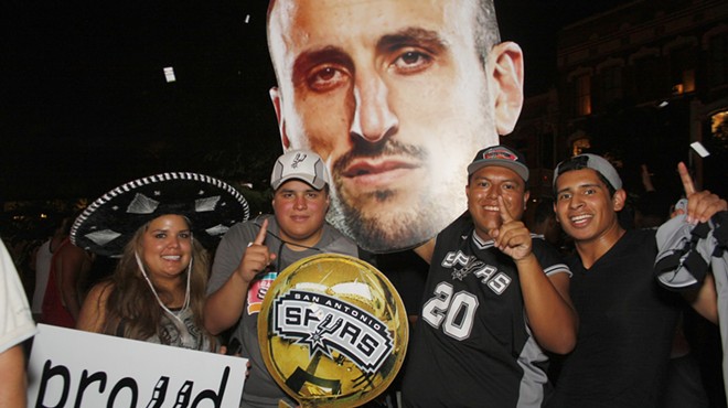 Spurs fans celebrate after the team's 2014 NBA Championship win