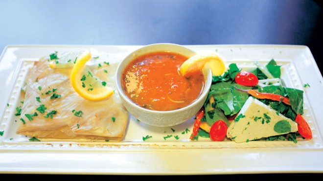 Seafood Bastilla, Harira Soup, and Mediterranean Salad
