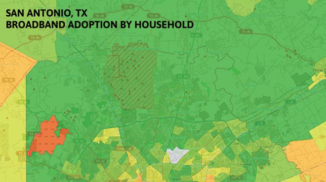 The map reveals disparities in internet access along socio-economic and geographical lines