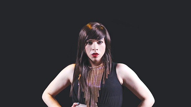 Toni Sauceda in character as Janie la Transie for the play 'Jotos del Barrio'