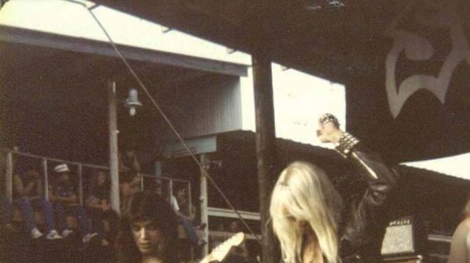 Art Villarreal (left), shown here in a 1982 performance with S.A. Slayer, is one of the members performing in the South Texas Legion supergroup.