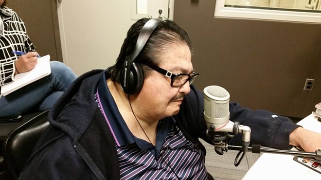 Jimmy Gonzalez takes the mic during an appearance on KXTN radio.