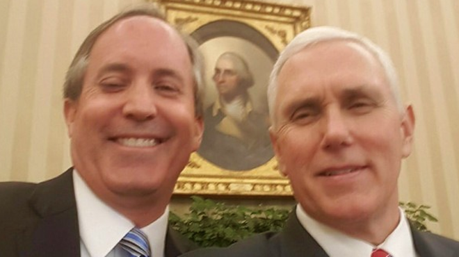 Ken Paxton (left) selfies it up with fellow partisan Vice President Mike Pence.