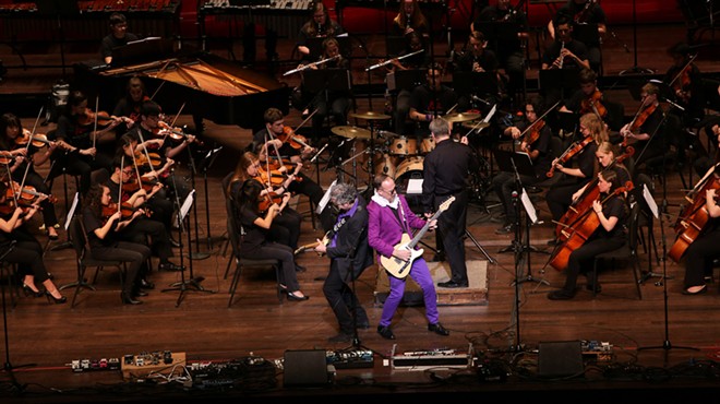 YesBodyElse performs onstage with YOSA in a Prince tribute at the Tobin Center for Performing Arts on March 13, 2017.