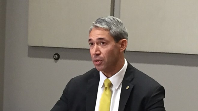 Mayor Ron Nirenberg responds to a question during a press conference Tuesday.