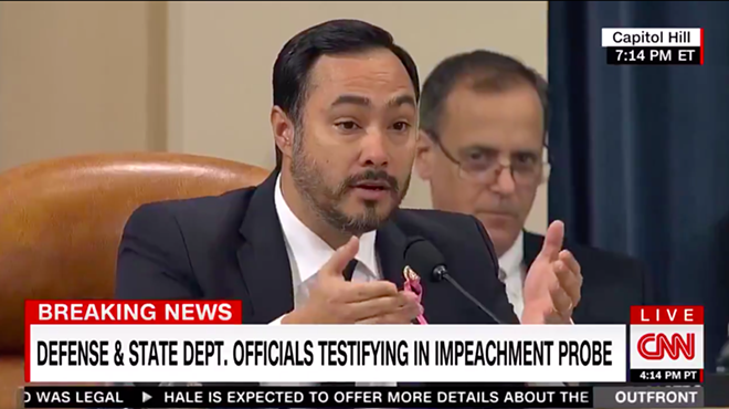 Joaquin Castro questions a witness during Wednesday's impeachment hearing.