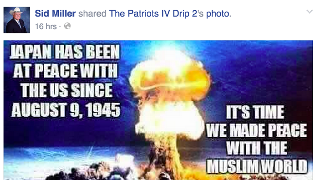 Sid Miller's Facebook post, now deleted.