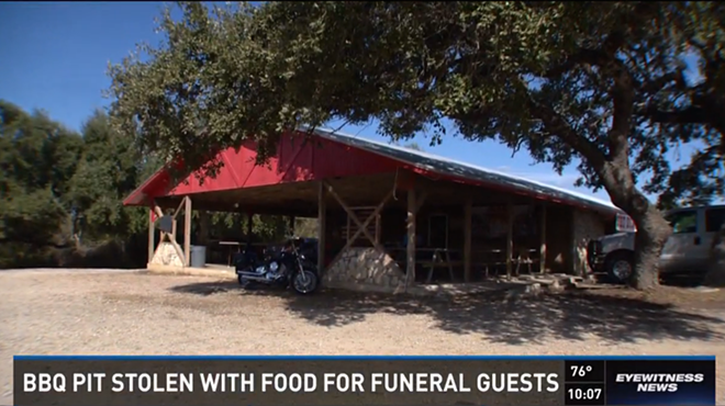 Thieves stole a barbecue pit full of brisket for funeral goers.