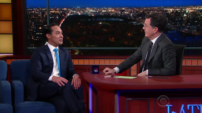 Housing and Urban Development Secretary Julian Castro appeared on The Late Show with Stephen Colbert Monday night.