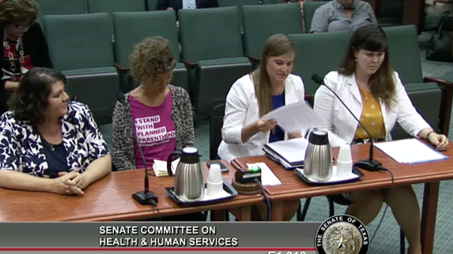 Women testifying at Friday's Health and Human Services Committee hearing.