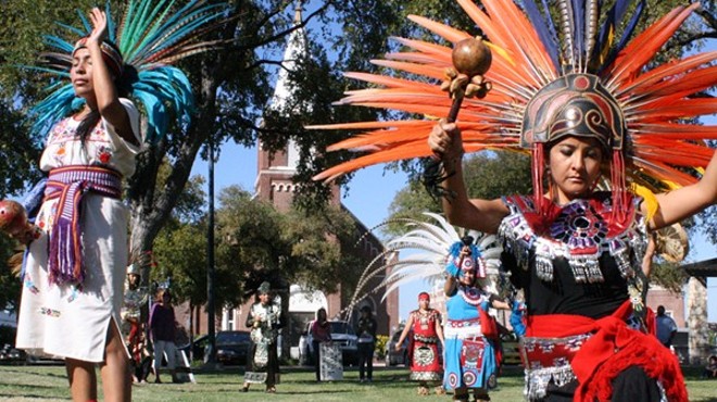 Dancers at Columbus Park during the 2010 Indigenous Rights March.
