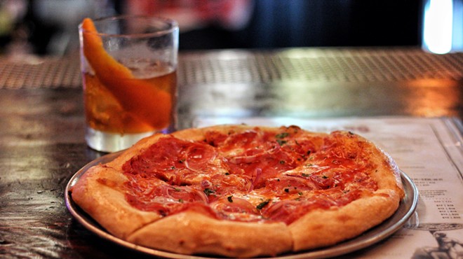 The Country Ham Pizza and an Old Fashioned
