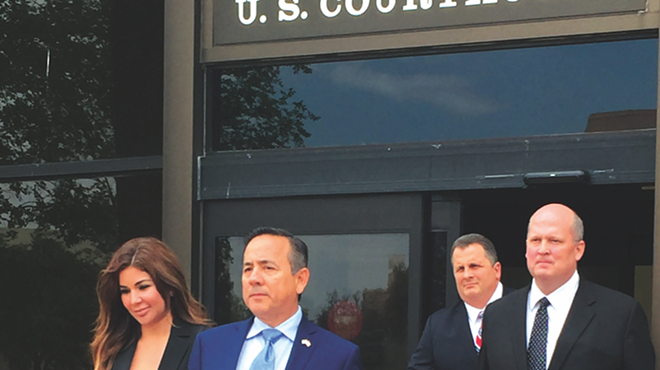 Senator Carlos Uresti walking out of the federal courthouse on May 17, 2017.