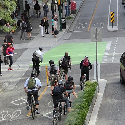 This is what bike lanes look like in Vancouver.