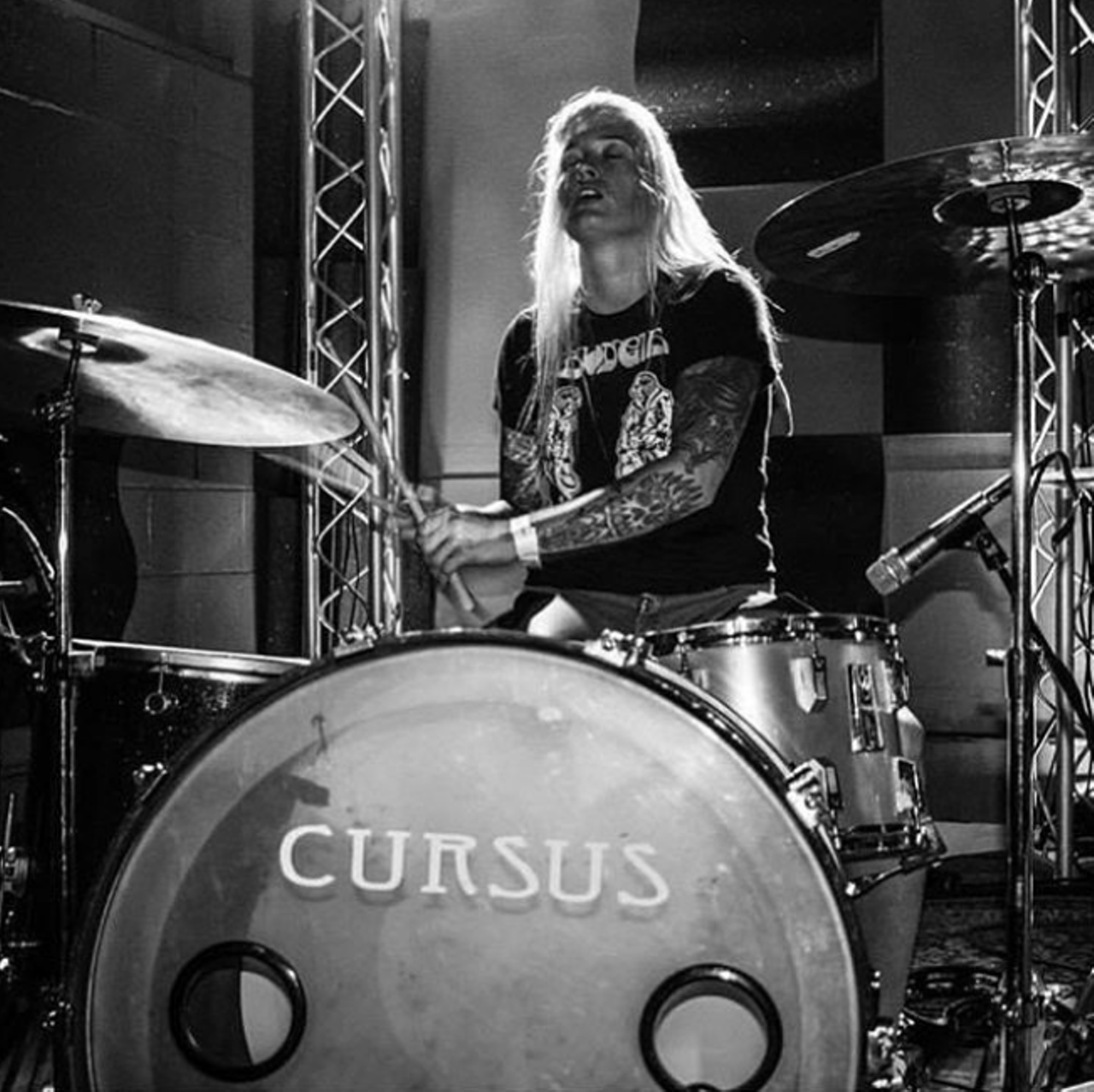 Sarah Roork
One-half of the doom-metal two-piece Cursus, drummer Sarah Roork opens the gateways to netherworlds with her heavy, slow drum hits.
Photo via Instagram / zombiejuanita