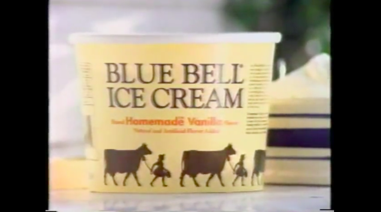 Blue Bell Ice Cream
Long before the days of listeria, Blue Bell had cheesy commercials like these. Who could forget that jingle?
Screenshot via YouTube / VCRchivist