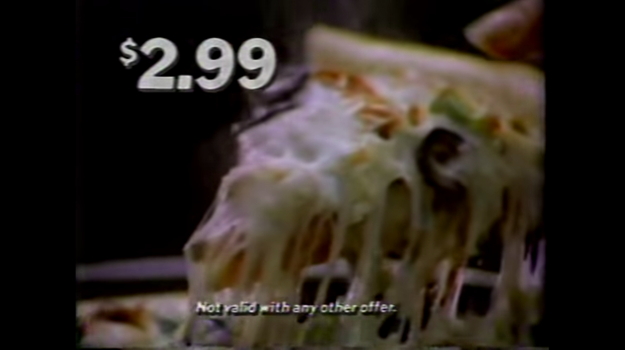 Pizza Inn
Imagine hitting up a pizza and salad buffet for just $3! How times have changed.
Screenshot via YouTube / sptweb