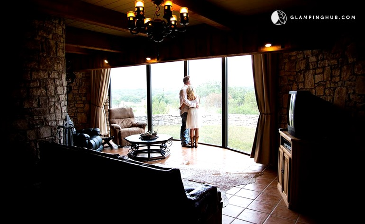 The living room has the best view of the beautiful Texas Hill Country.
