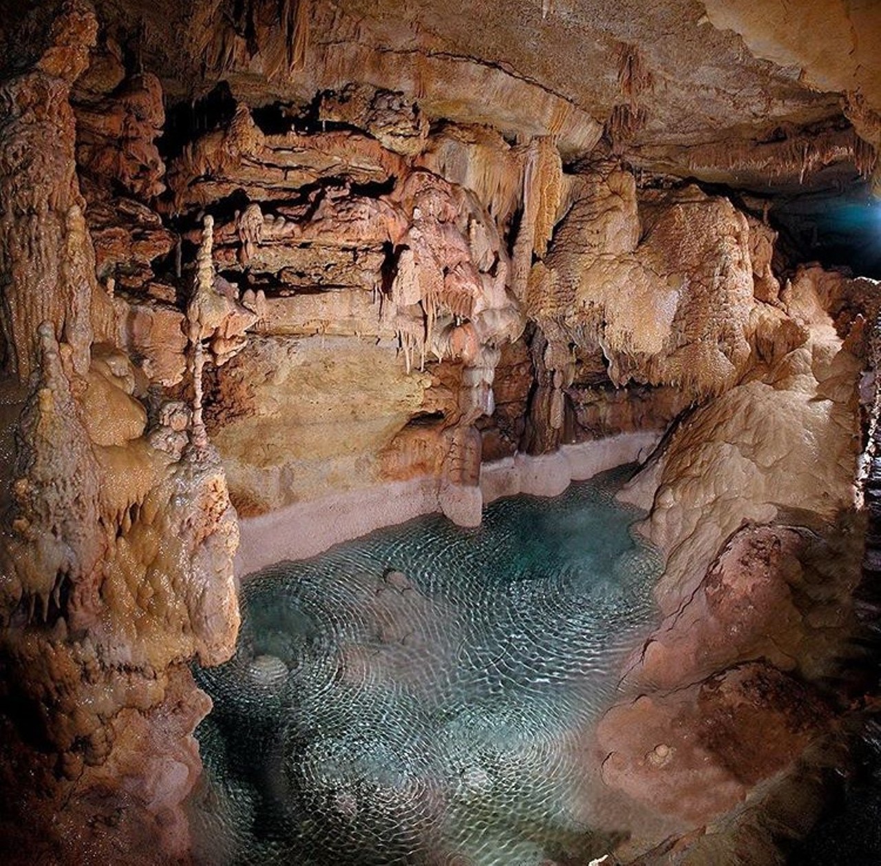 Natural Bridge Caverns
26496 Natural Bridge Caverns Rd, (210) 651-6101, naturalbridgecaverns.com
While this location is technically not indoors, the dark, cool caves found within the caverns provide a beautiful escape from the Texas heat. 
Photo via Instagram / naturalbridgecaverns