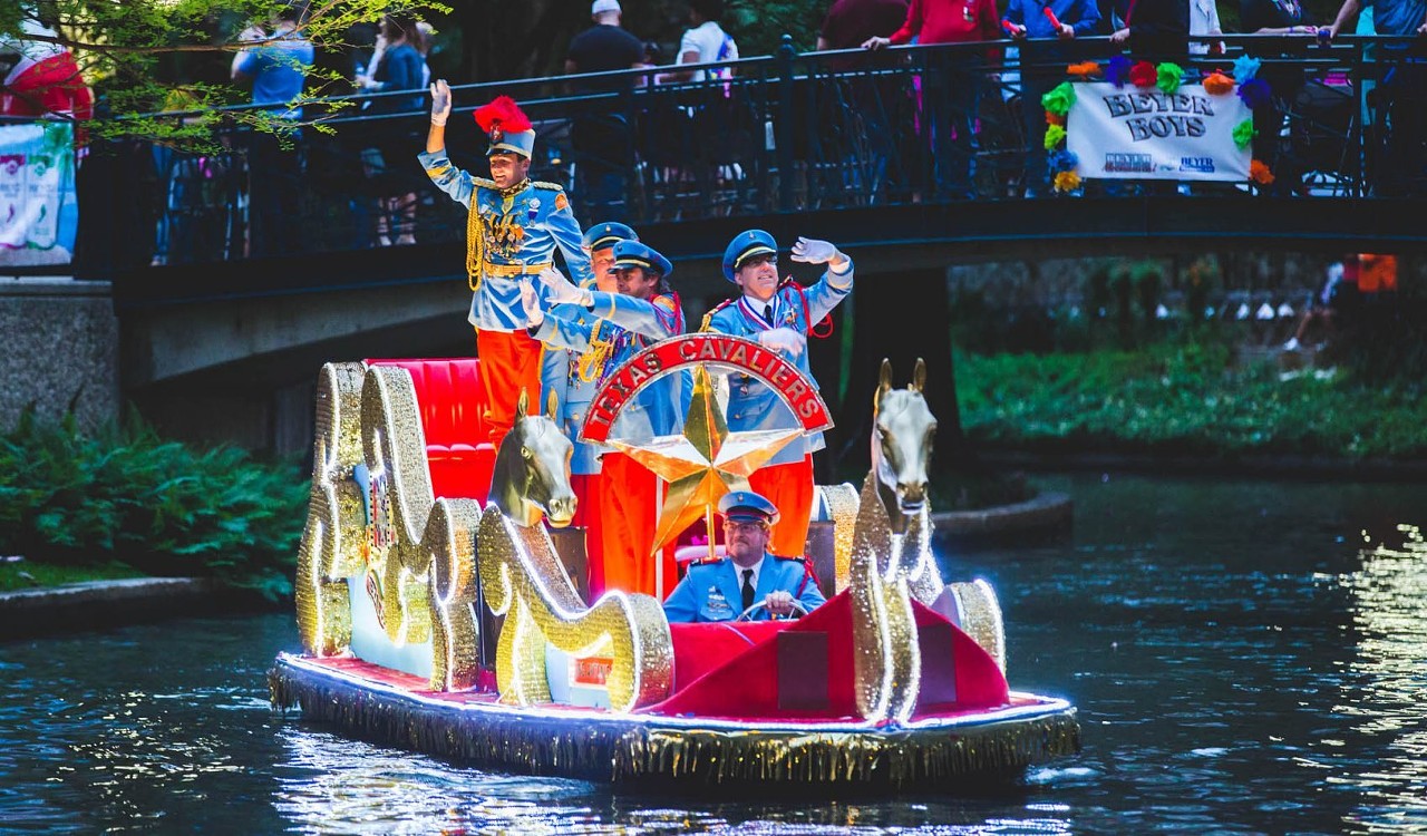Texas Cavaliers River Parade
$14-$26, Mon. April 22 7pm, various locations, texascavaliers.org
The Texas Cavaliers River Parade features more than 45 unique floats. That’s one reason (or 45?) alone to experience this at least once. Another reason is that the organizers of this event, the Texas Cavaliers, have distributed more than $8 million to charities around Texas, which is a whopper of a number.
Photo courtesy of Fiesta San Antonio
