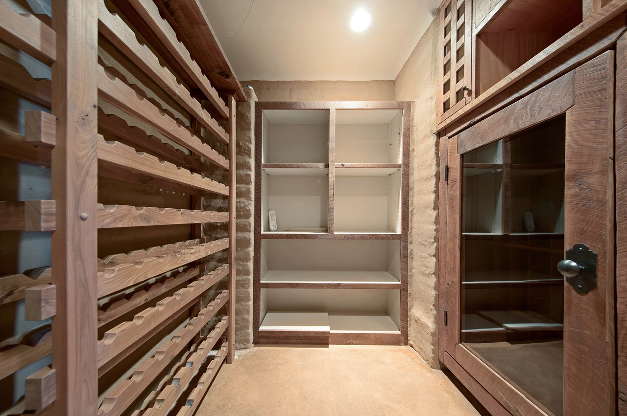 Plenty of wine can be store in this walk-in cellar.