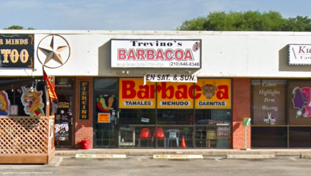 Trevino’s Barbacoa
13233 Nacogdoches Road, (210) 646-8346
A respectable joint for Mexican meats, menudo and more, Trevino’s Barbacoa also serves up tasty tamales for when you’re in the mood. Which is always, right? Just be sure to stop by when they’re open on the weekends.
Photo via Google Maps
