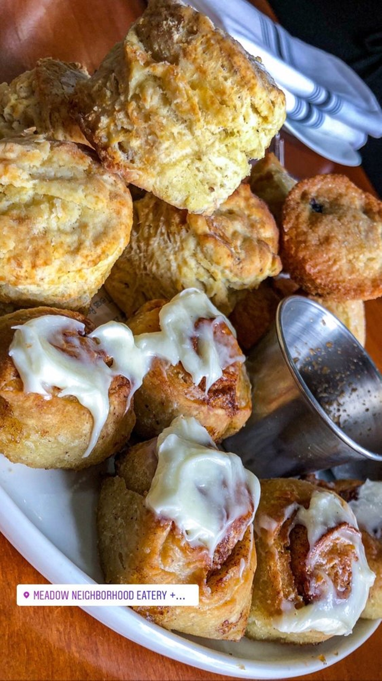 Meadow Neighborhood Eatery + Bar boasts homemade pastries like mini muffins, biscuits, and cinnamon rolls... Will these make an appearance at UWB?