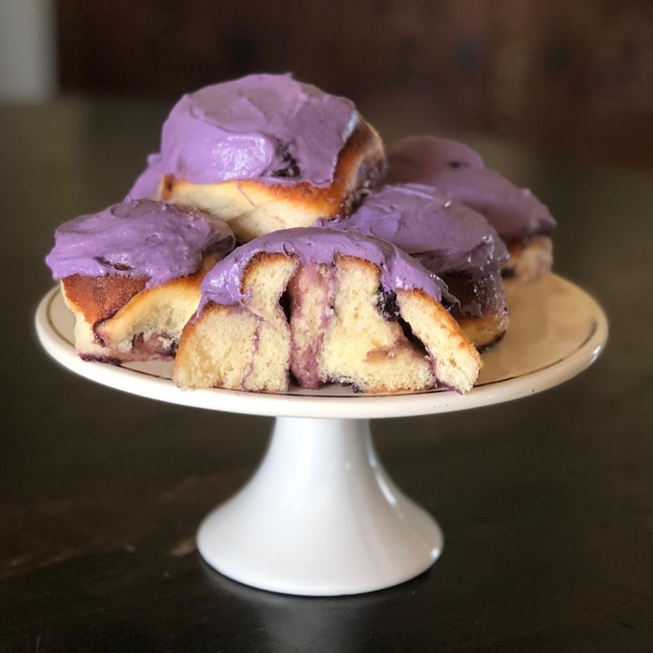 Sari-Sari Filipino Restaurant, Market, & Bakery always delivers when it comes to flavor, whether it's a sweet or savory dish. This stack of Ube Jam Sweet Rolls looks divine!