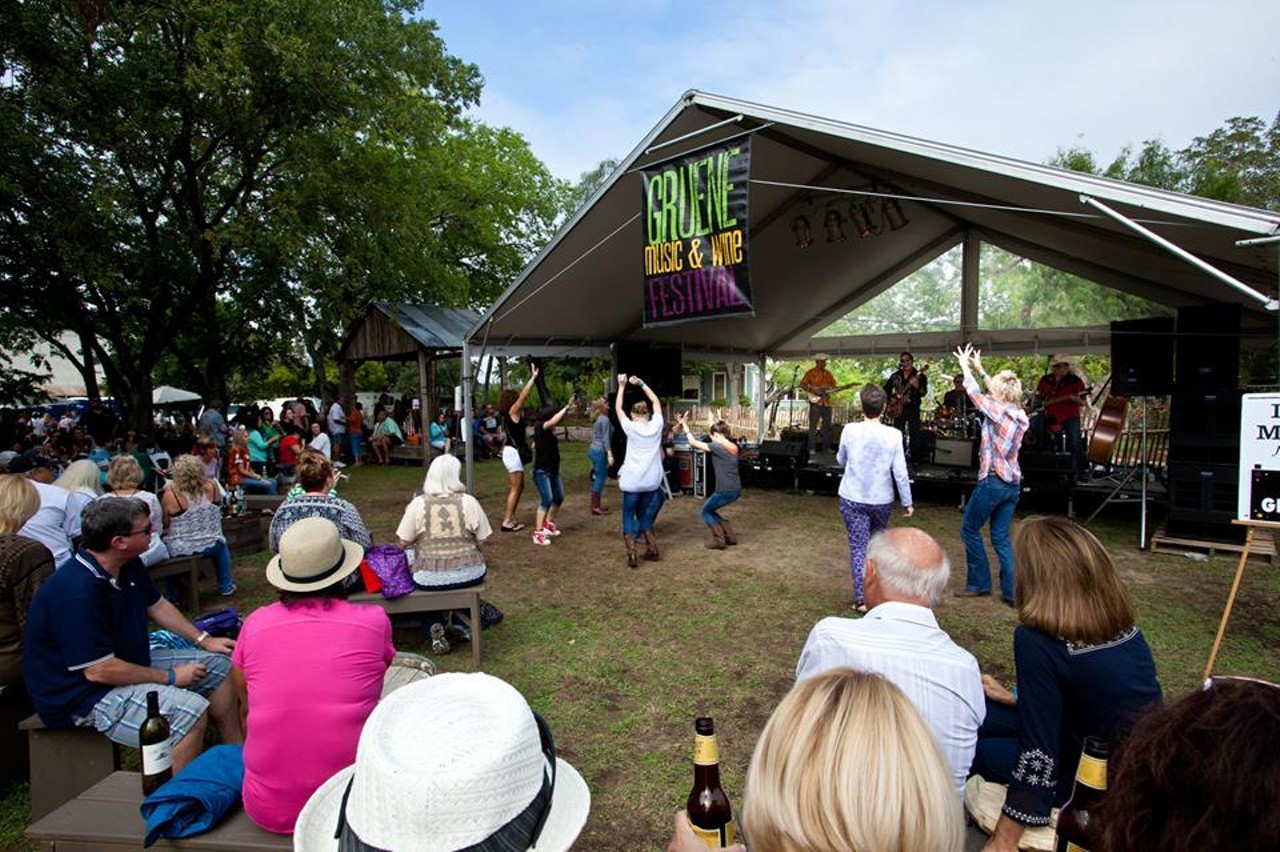 Gruene Music and Wine Festival
Oct. 6-9 in the Gruene Historic District, New Braunfels. 
Enjoy four days of copious amounts of wine, delicious food and performances by Margo Price, Jack Ingram, The Marshall Tucker Band and more. 
Photo via Facebook,  Gruene Music and Wine Fest 