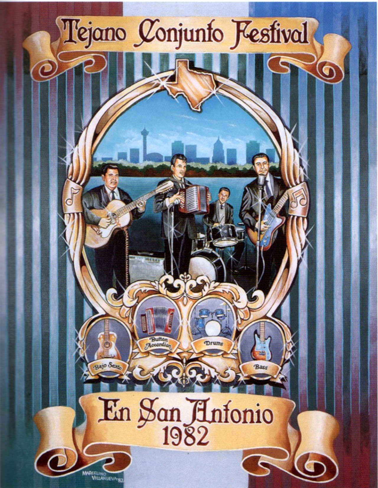 1982 Tejano Conjunto Festival poster by Marcelino F. Villanueva, Jr.