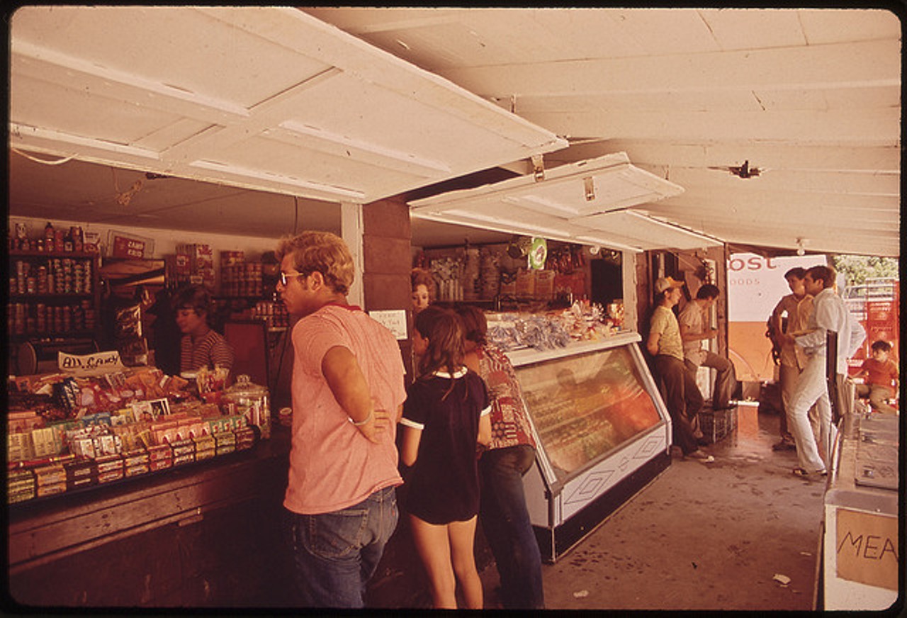 Campers Stock Up at the Garner State Park Grocery Store, 07/1972