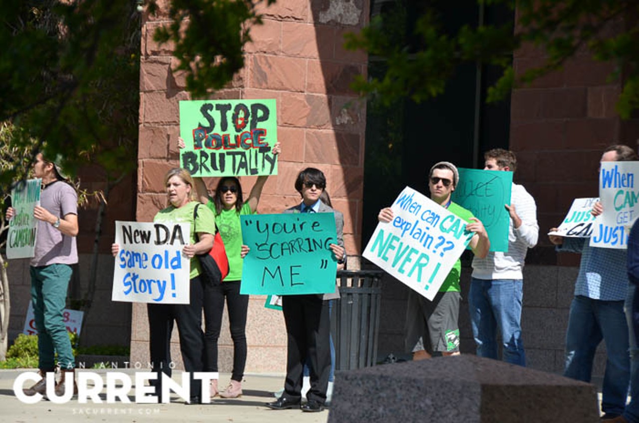 Cameron Redus Supporters Demonstrate Outside The Office Of District Attorney Nico LaHood