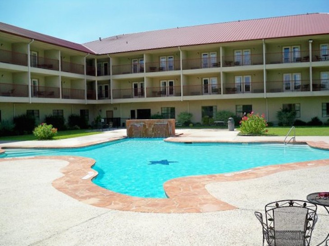 Texas-Shaped Swimming Pool 
2114 Sidney Baker St., 1 (877) 859-5095, ihg.com/holidayinnexpress
Do you really, really love Texas? Book a room and take a jump into Kerrville's very own Texas-shaped pool, a feature at the Holiday Inn Express & Suites Kerrville. 
Photo via Facebook (Kerrville Convention & Visitors Bureau)