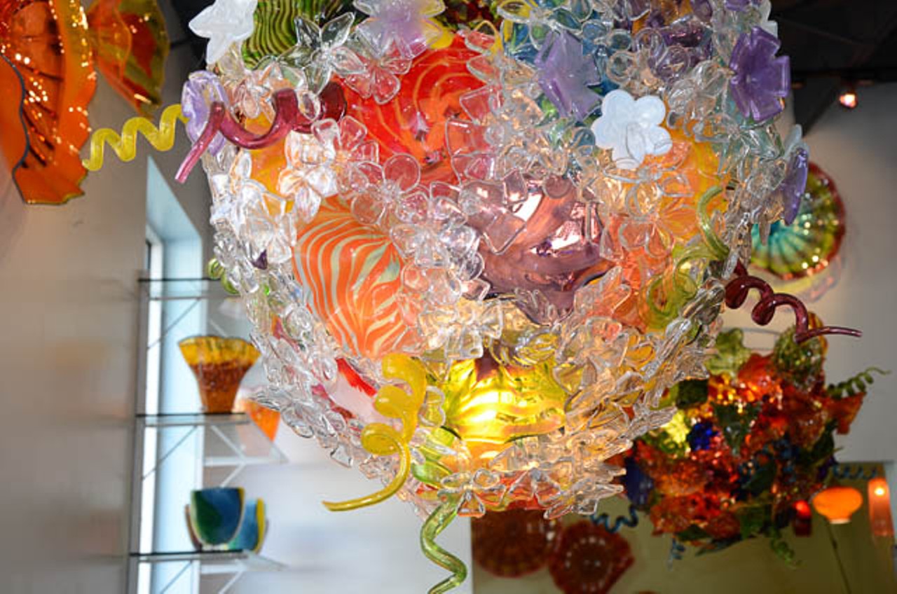A hand-blown chandelier from Garcia Art Glass