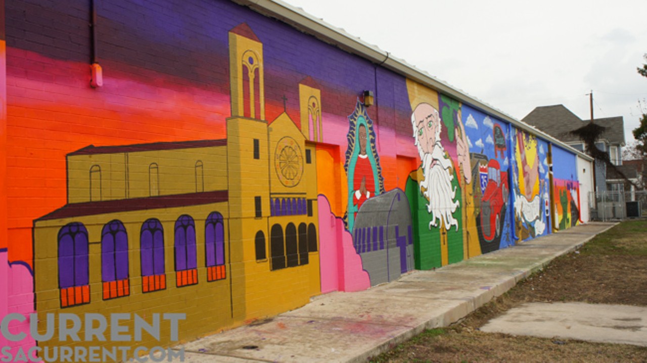 &#147;El Cielo Sobre La Loma,&#148; the latest mural in San Anto Cultural Arts&#146; Public Arts Program was unveiled Friday at St. Patrick Catholic Church Community Center in the historic Government Hill Neighborhood. The mural was designed and painted by sophomores at City Center Health Careers Charter School.