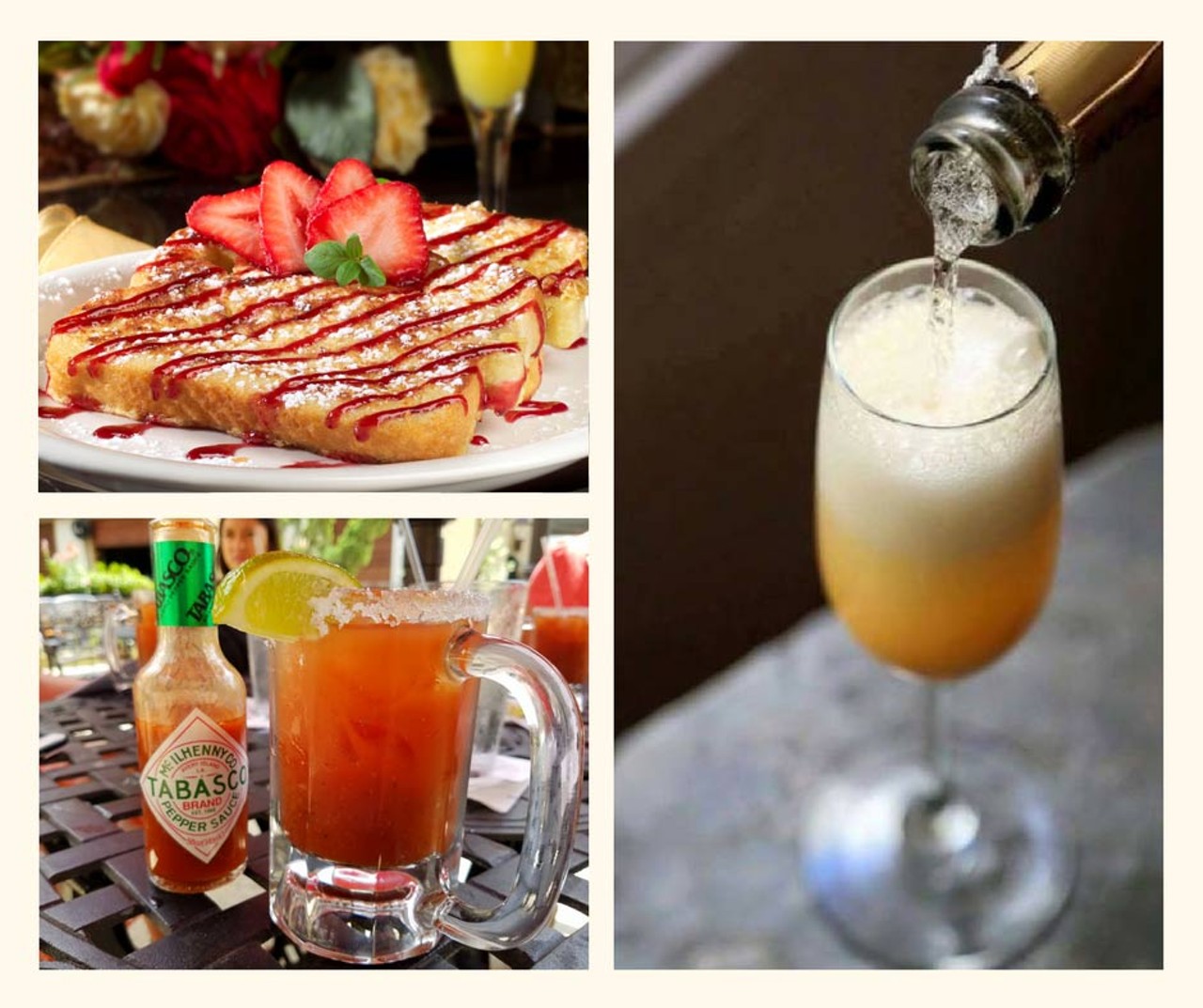 Refreshing $.99 Mimosas and Spicy $1.50 Bloody Marys to compliment the mouth-watering Brunch menu.  The full menu is also available!
Three Locations:
The Forum &#150; 8211 Agora Parkway &#150; 210.547.3000
Park North &#150; 842 NW Loop 410 &#150; 210.798.4154
The Rim &#150; 17627 La Cantera- 210.798.5466
www.thelionandrose.com