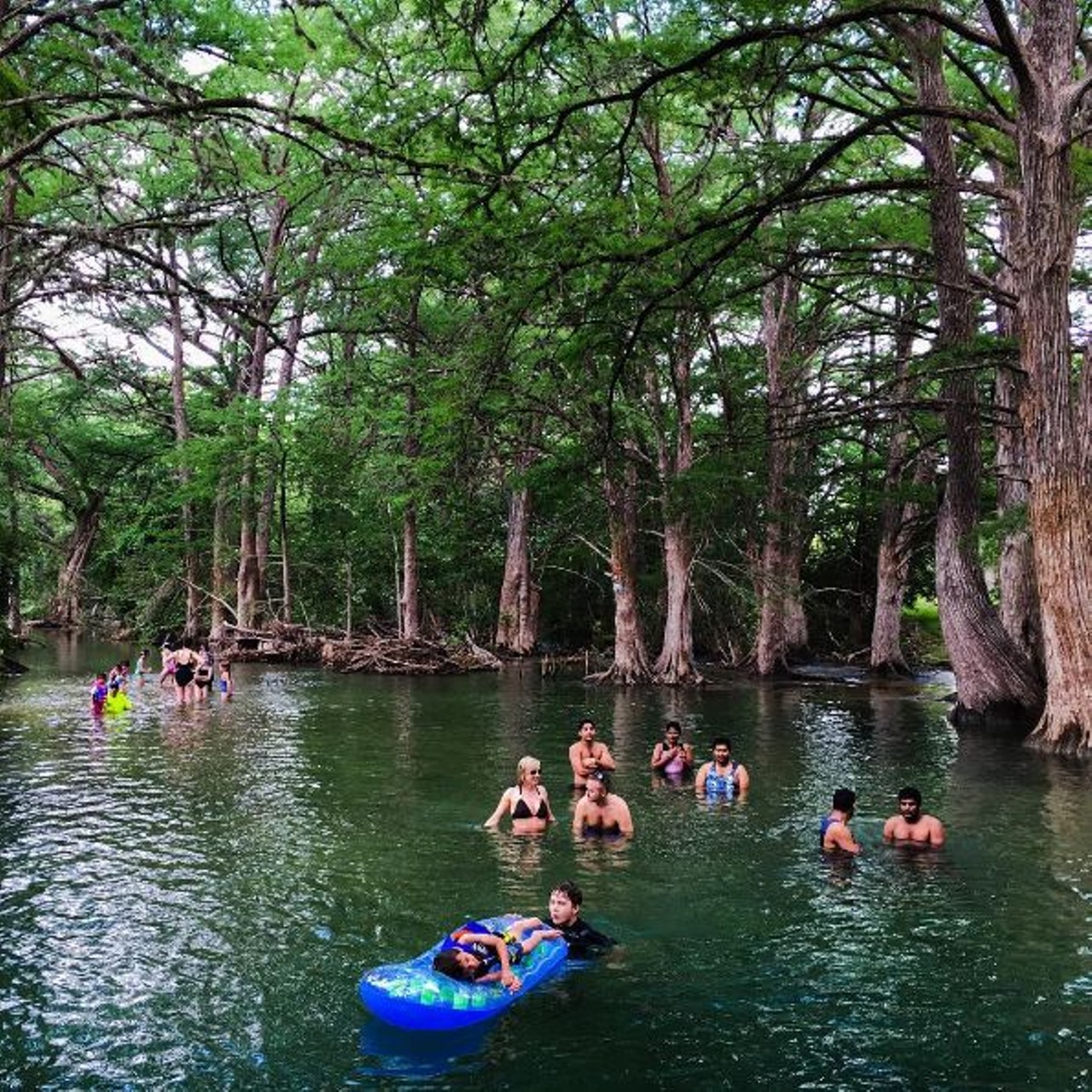 Blue Hole
100 Blue Hole Ln, Wimberley, (512) 660-9111, blueholeregionalpark.com
Save yourself from getting beaten by the Texas sun by jumping in these waters with plenty of shade from the trees.
Photo via Instagram, ipheek