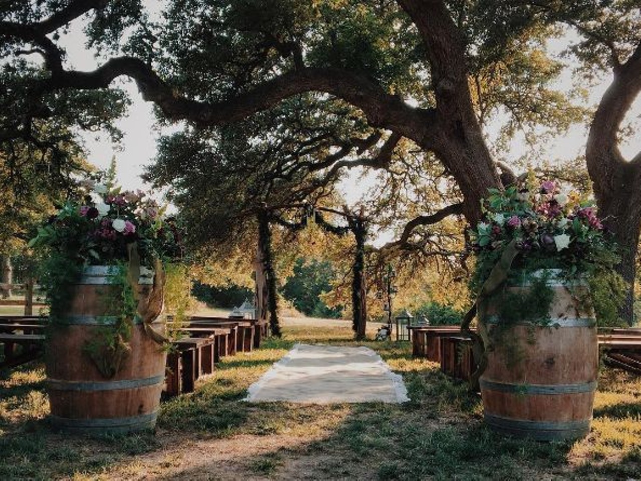 Dimebox Ballroom
The outdoor ceremony space, nicknamed the Green Cathedral, is shaded by thick oak trees, marking an intimate enclosure. The grounds is also home to a fire pit, Groom&#146;s Icehouse, and a Bridal Cabin.
715 Young Ranch Road, Georgetown, dimeboxballroom.com
Photo via Instagram, dimeboxballroom