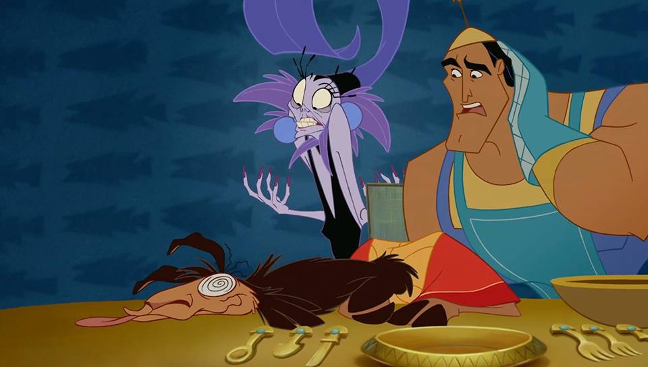 Yzma, The Emporer's New Groove (2000)
Yzma is tired of being an advisor to the throne, she wants to be on it. In a devious scheme that goes all wrong, she tries to take out the emperor so that she can be the ruler. Even if her methods are hilarious and her sidekick Kronk brings a bit of comic relief, she's still pretty creepy.
Photo via The Emperor’s New Groove / Facebook