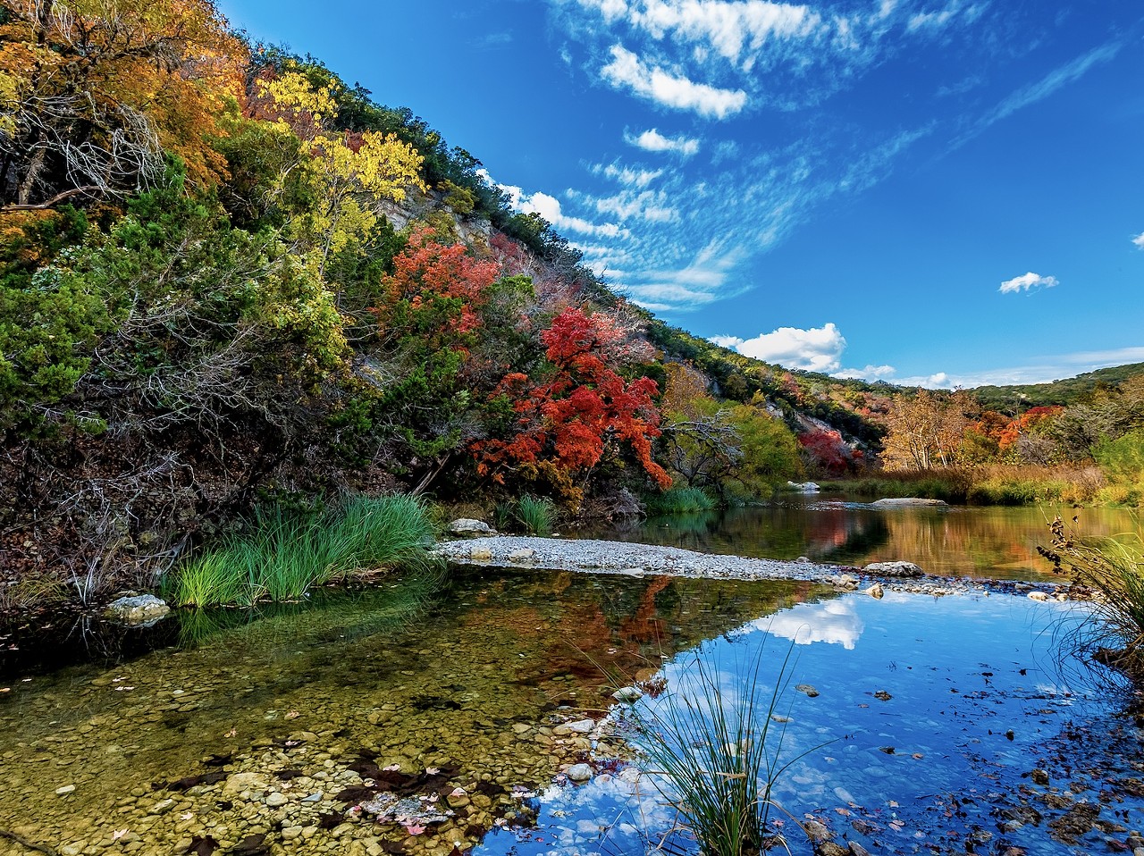 Lost Maples State Natural Area
About a 2 hour drive northwest of San Antonio
Lost Maples is a top destination for outdoor lovers for a reason. The park features more than 10 miles of trails, including one loop that offers a breathtaking view from the top of a 2,200-foot cliff. Lost Maples is worth a visit at all times of year, but is especially renowned for its Uvalde bigtooth maples, which burst into vibrant colors in the fall.