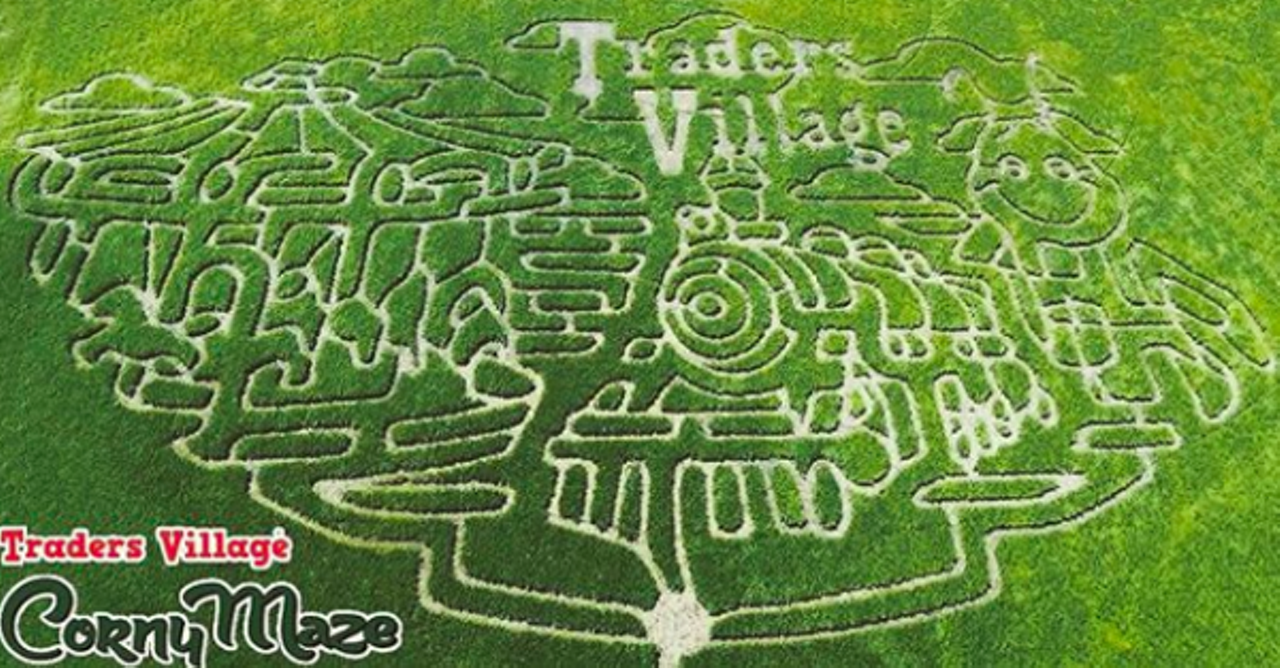 Traders Village
9333 SW Loop 410, (210) 623-8383, tradersvillage.com
Traders Village is back with its third annual Corny Maze. The 10-acre maze features three trails ranging from easy, kid-friendly difficulty to a challenging nearly three-mile trek through the corn stalks. The maze is open on weekends through November 29.
Photo via Instagram / tradersvillage_sa