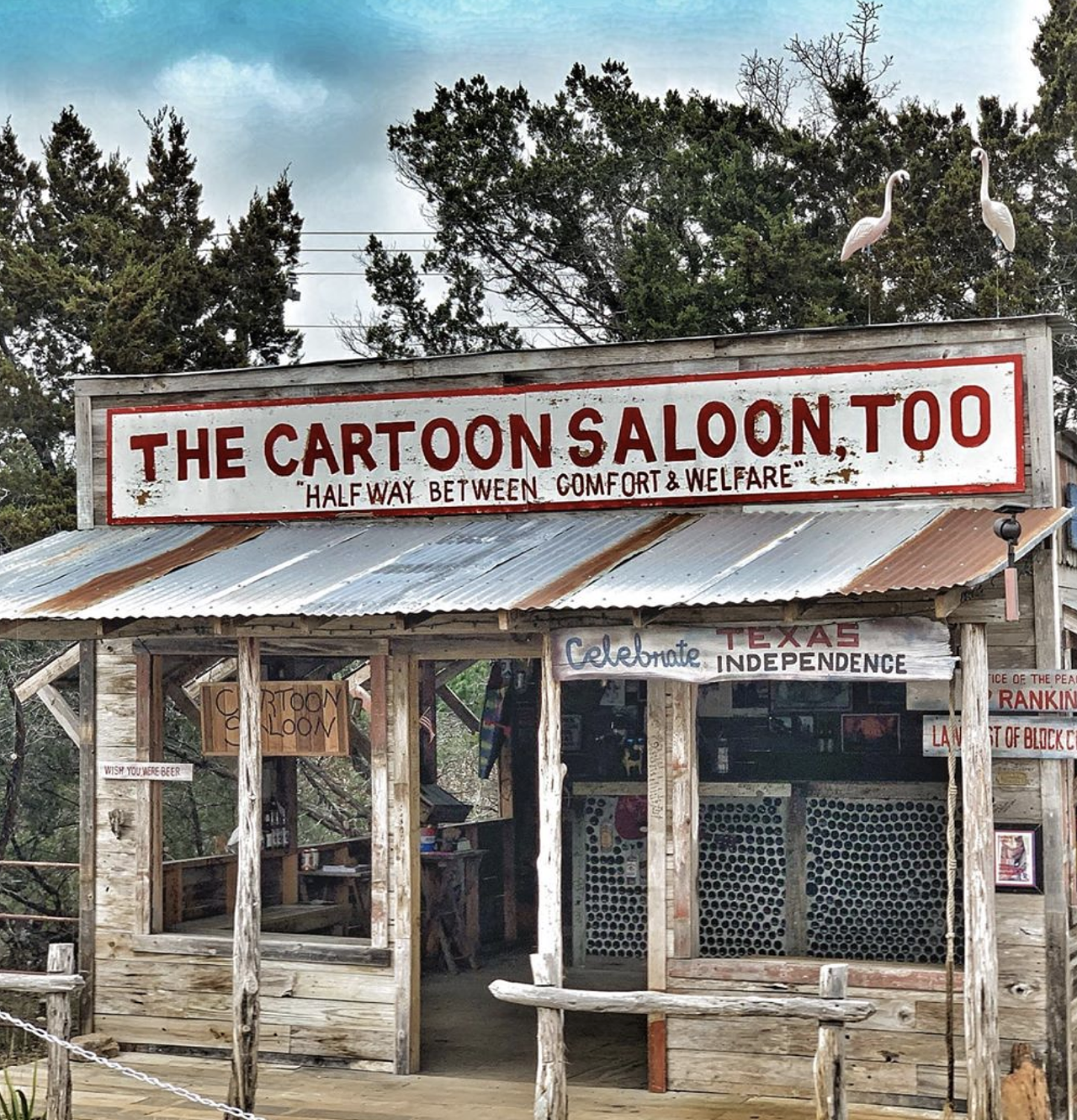 The Cartoon Saloon, Comfort, TX
508 FM Hwy 473, Comfort, roadsideamerica.com
This stand on the side of the highway is an old-west saloon which passerbys can go into, but don’t go expecting to order a sasparilla —it serves no other function than photo-op stop. 
Photo via Instagram /  sacafishing