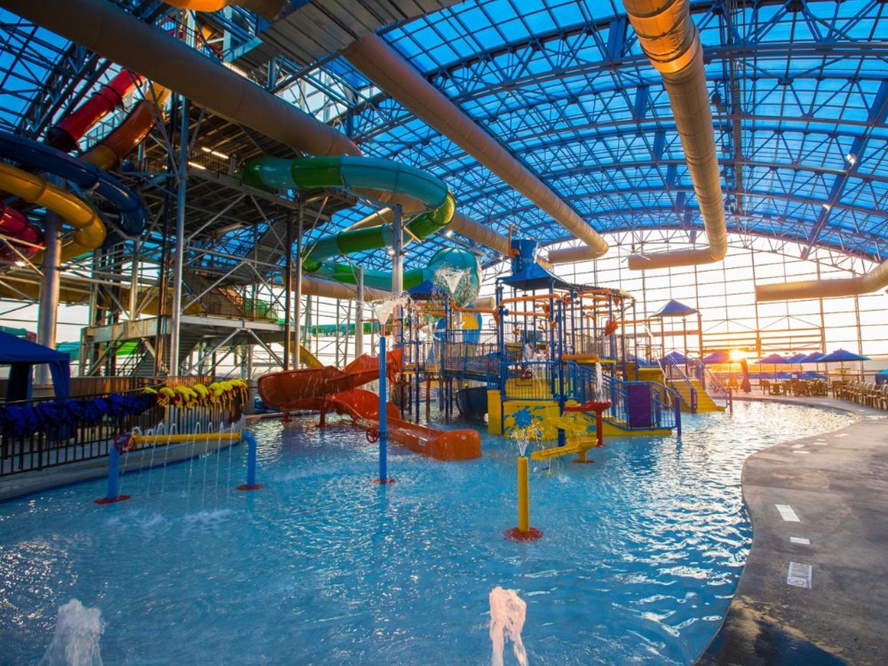 Epic Waters Indoor Waterpark
2970 Epic Place, Grand Prairie,  (972) 337-3131, epicwatersgp.com
This year-round indoor water park in North Texas is worth a road trip. The 80,000-square-foot attraction features thrilling rides like the Texas Twist slide and Yellowjacket Drop, plus more relaxed fun on a lazy river and the kid-friendly Rascal’s Round Up play area.