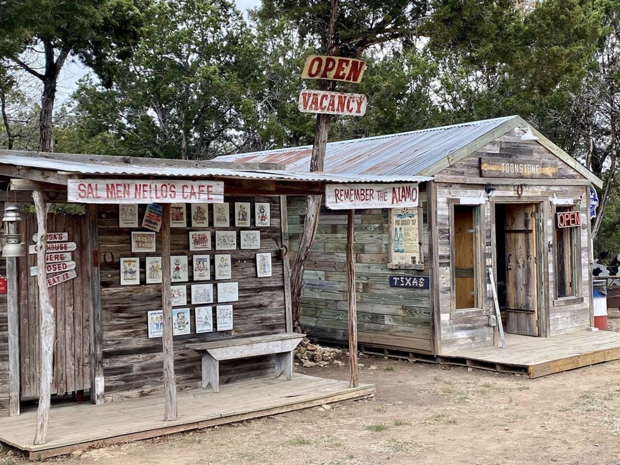The Cartoon Saloon, Comfort
508 FM Hwy 473, Comfort, roadsideamerica.com
This stand on the side of the highway is an old-west saloon which passersby can go into, but don’t go expecting to order a sasparilla —it serves no other function than photo-op stop. 
Photo via Instagram / mediadisdat